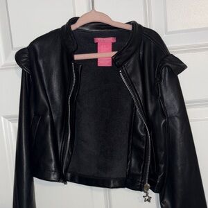 Black Faux Leather Moto Jacket - toddlers